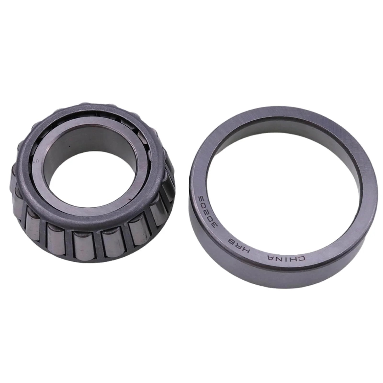 30205 Tapered Roller Bearing,25x52x16.25mm, showing separate inner and outer ring sections, made from high-grade bearing steel.