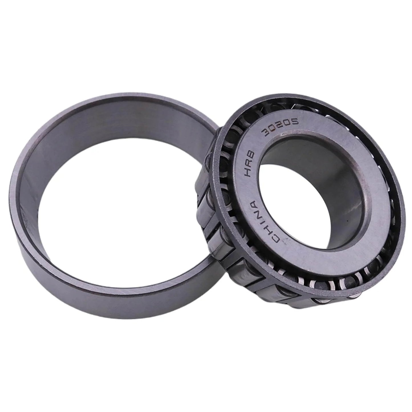30205 Tapered Roller Bearing,25x52x16.25mm, high-grade steel, side view showing roller components and casing.