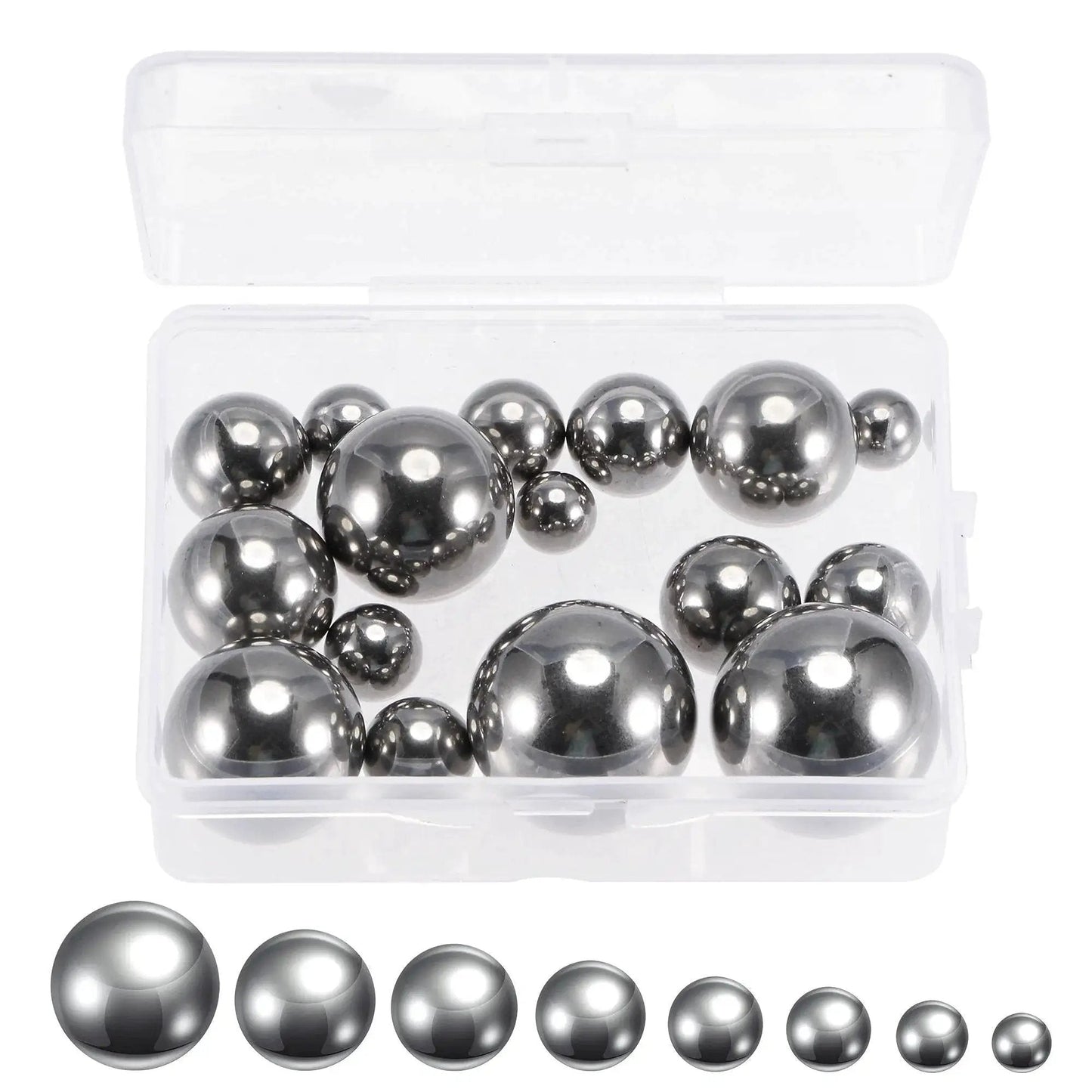 Eight Size Bearing Ball Set 16 Pieces In 304 Stainless Steel With Handy Storage Box For Bearings Gears Hubs And Machinery