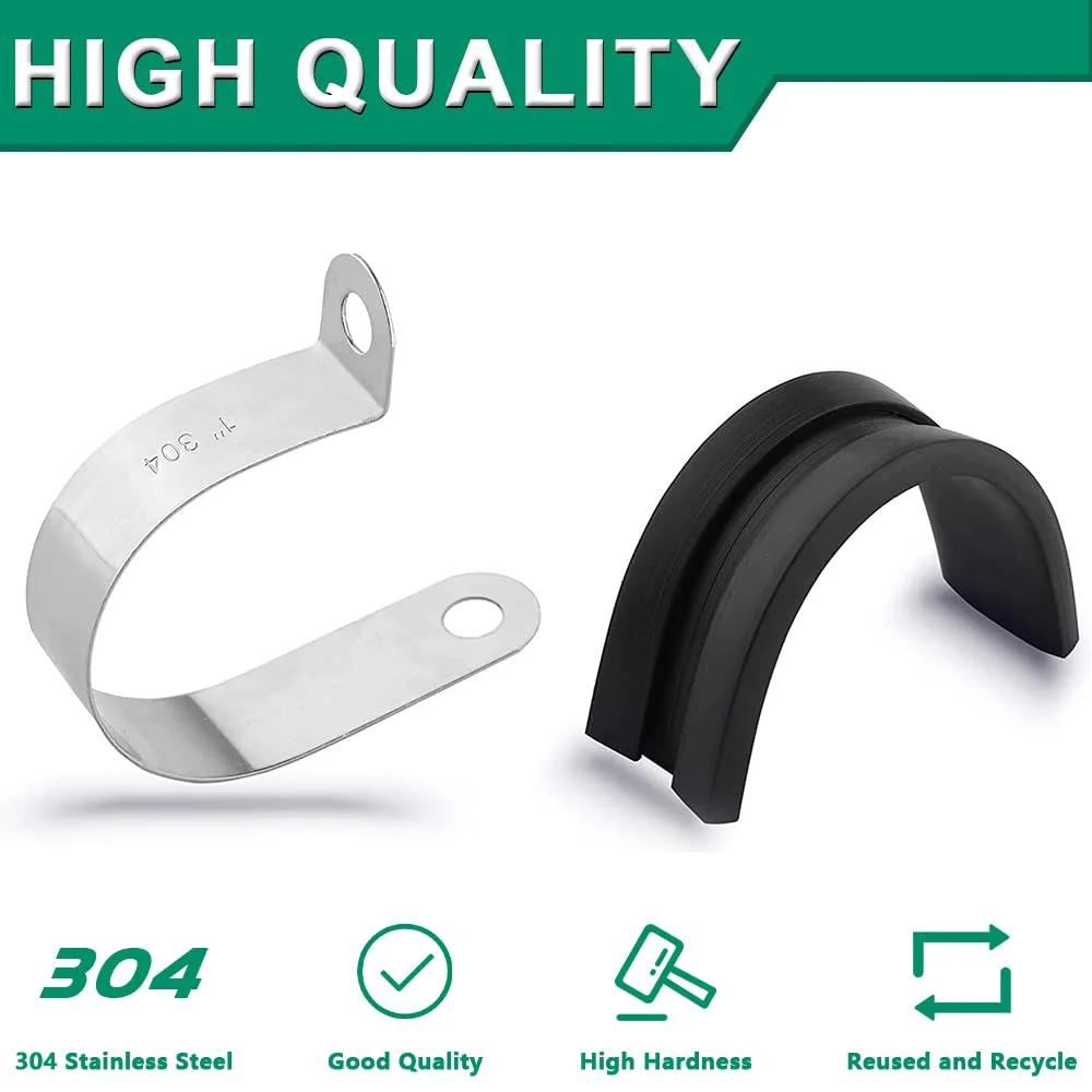 Close-up of 110 Piece Cable Clamps Kit With Ten Sizes Stainless Steel Rubber Coated Cushioned Insulated Clamps for Auto Wiring.