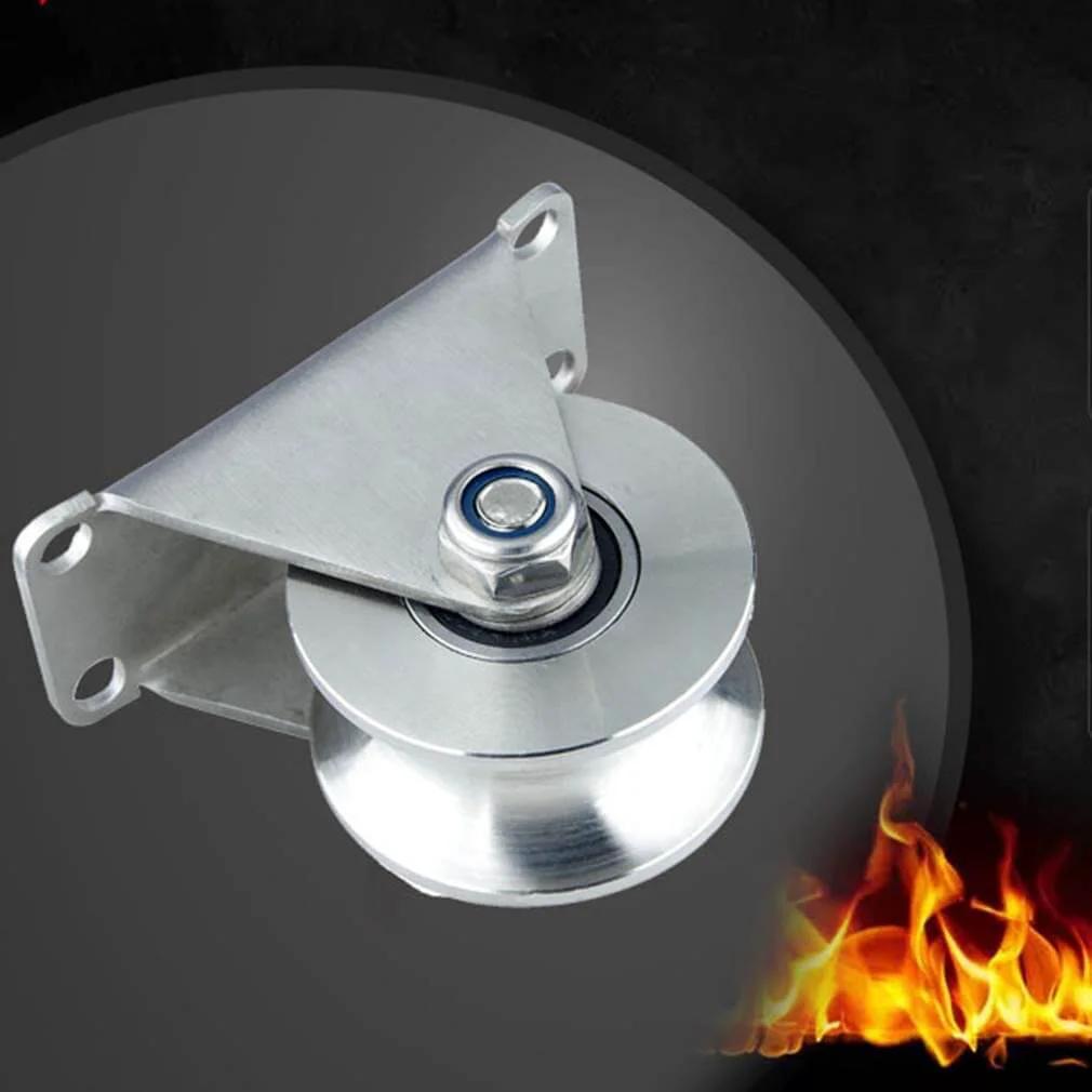 Pulley, Pulley Wheel, 304 Stainless Steel Pulley Groove Sliding Gate Roller Track Wheel, Heavy Duty Caster, Mute Double Bearings, metal view