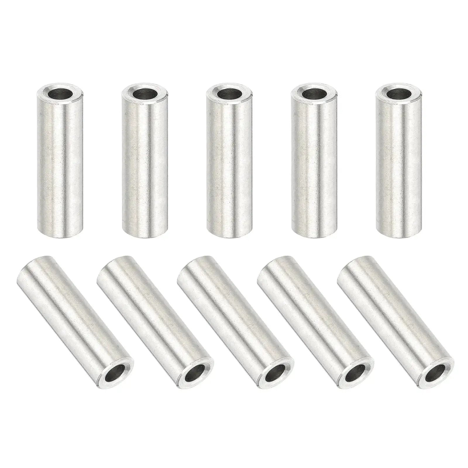 Durable 304 Stainless Steel Round Spacers 10 Pack Unthreaded Standoff Bushings One Eighth Inch Bore By One Quarter Inch Outer Diameter