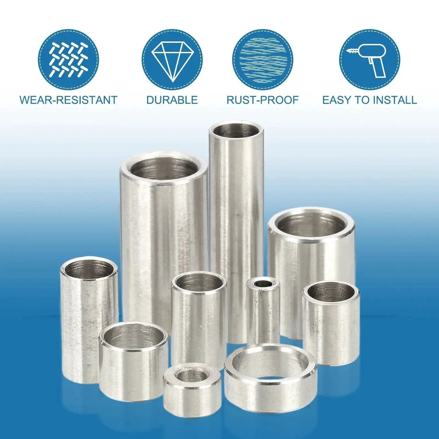 Durable 304 Stainless Steel Round Spacers 10 Pack Unthreaded Standoff Bushings One Eighth Inch Bore By One Quarter Inch Outer Diameter Three Quarters Inch Length For One Eighth Inch Screws Bolts And Rods