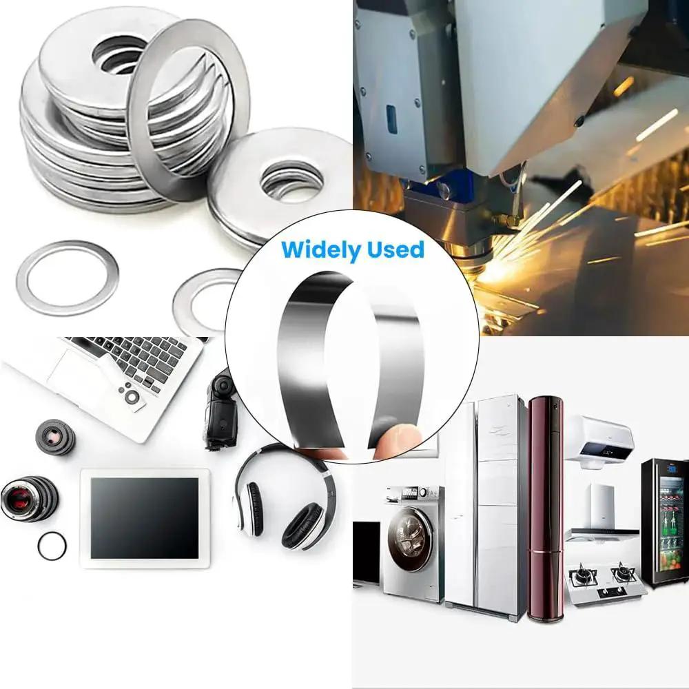 50 Piece Shim Stock Assortment In 304 Stainless Steel Strips 1 Inch Wide By 6 Inch Long Metal Shims For Leveling And Gap Filling In Home Improvement For DIYers And Pros 0.001 Inch To 0.01 Inch Thickness showing applications
