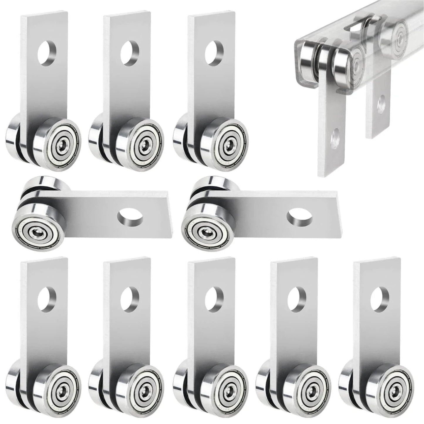 10 pack of 304 Stainless Steel 2 Wheel Trolley Assembly Rollers with Dual Bearings for 1-5/8 Inch Strut Channel