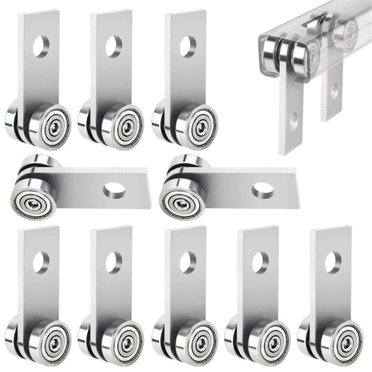 10 pack of 304 Stainless Steel 2 Wheel Trolley Assembly Rollers with Dual Bearings for 1-5/8 Inch Strut Channel