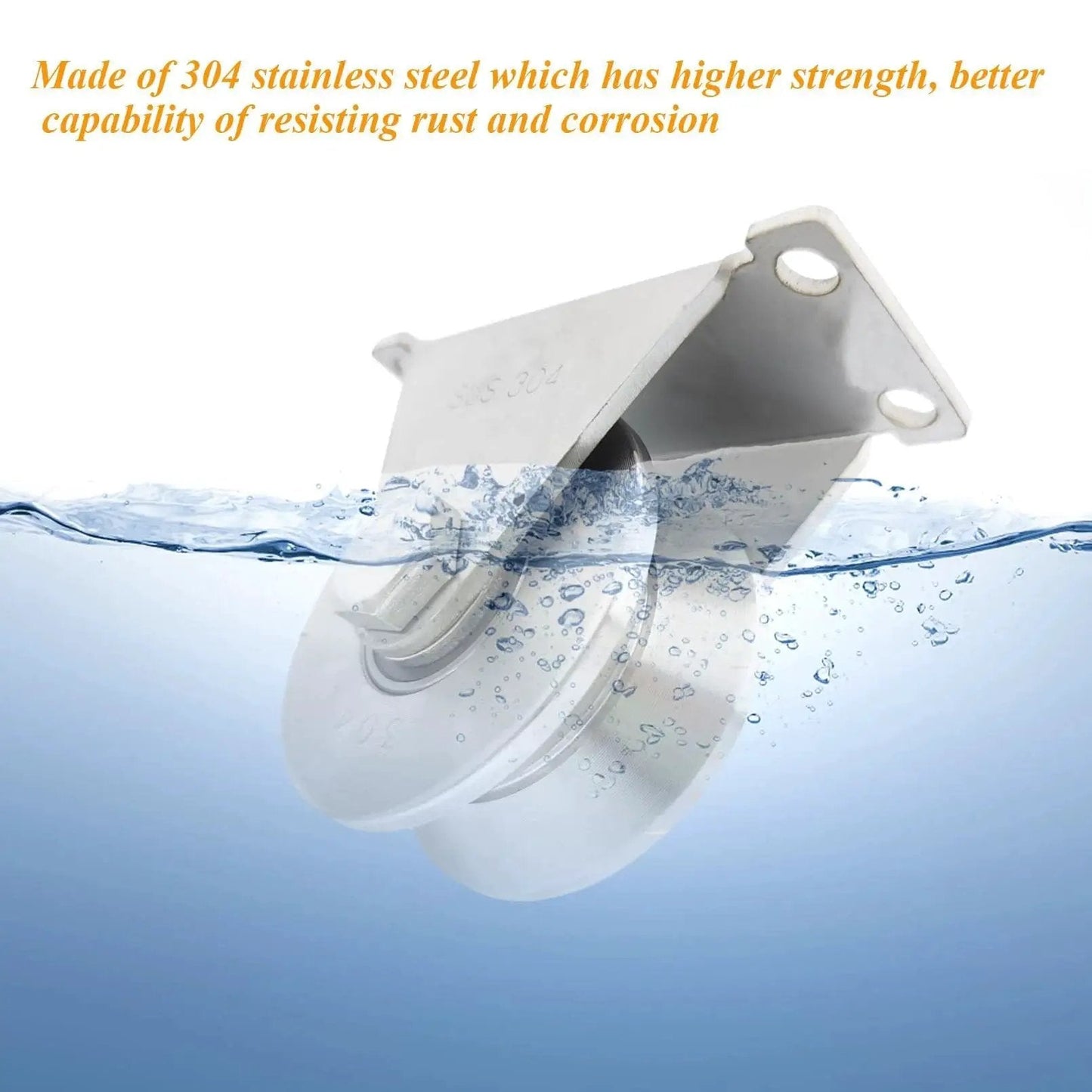 Stainless Steel 304 V Groove Gate Wheels Heavy Duty Track Roller With Double Bearing Plate Caster submerged in water