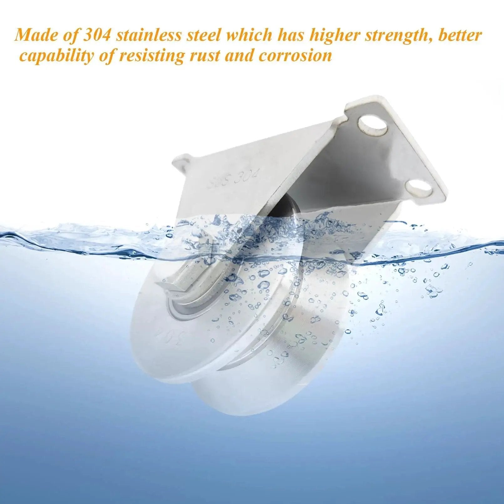 Stainless Steel 304 V Groove Gate Wheels Heavy Duty Track Roller With Double Bearing Plate Caster submerged in water
