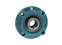 1-7/16 in piloted flange set screw bearing single unit medium duty shaft support for conveyor and rotary machinery, low-friction mounted ball bearing housing, maintenance friendly shaft mount