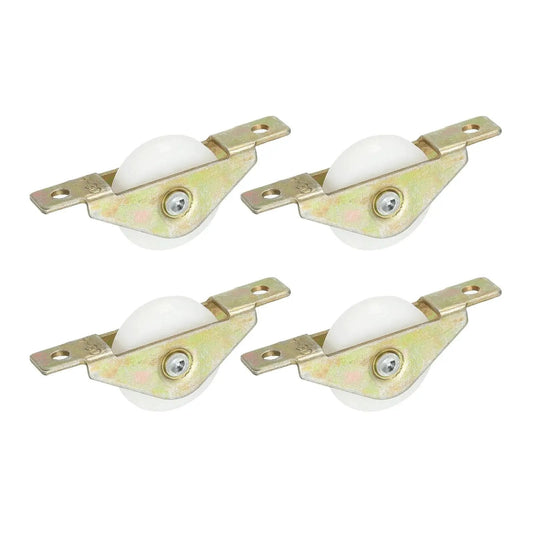 30mm Nylon Sliding Door Pulley Wheel Set 4 Pcs Furniture Roller With 5mm Hole Spacing For Screen Doors Wardrobe Cupboard Closet Quiet Wear Resistant Nylon Wheel With Chrome Steel Shell Yellow