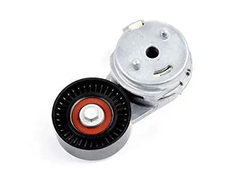 Engine Belt Tensioner Replacement 4593633AA for Chrysler Jeep Ram Vehicles, showing metal pulley and mounting bracket
