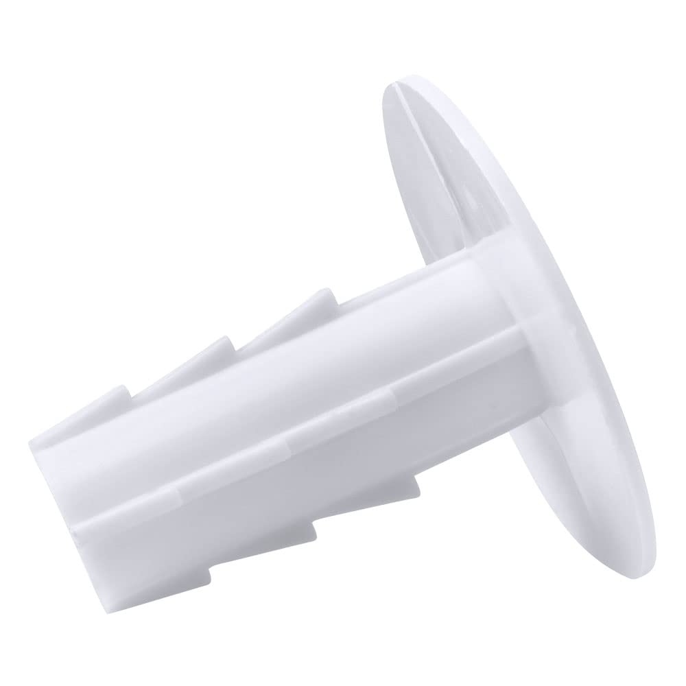Side view of a white cylindrical Single Feed-Through Cable Bushings from a 100 Pack for Low-Voltage Wall Installations, ABS material.