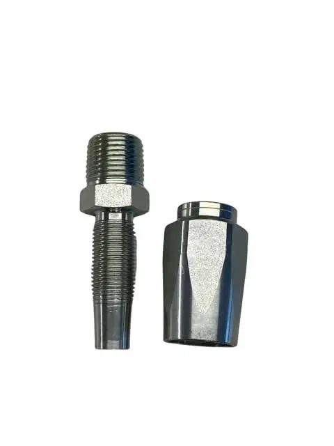 Reusable Half Inch Hydraulic Fitting For R2 And R16 Hoses With Half Inch Male NPT Thread Heavy Duty Steel Field Repair Coupler