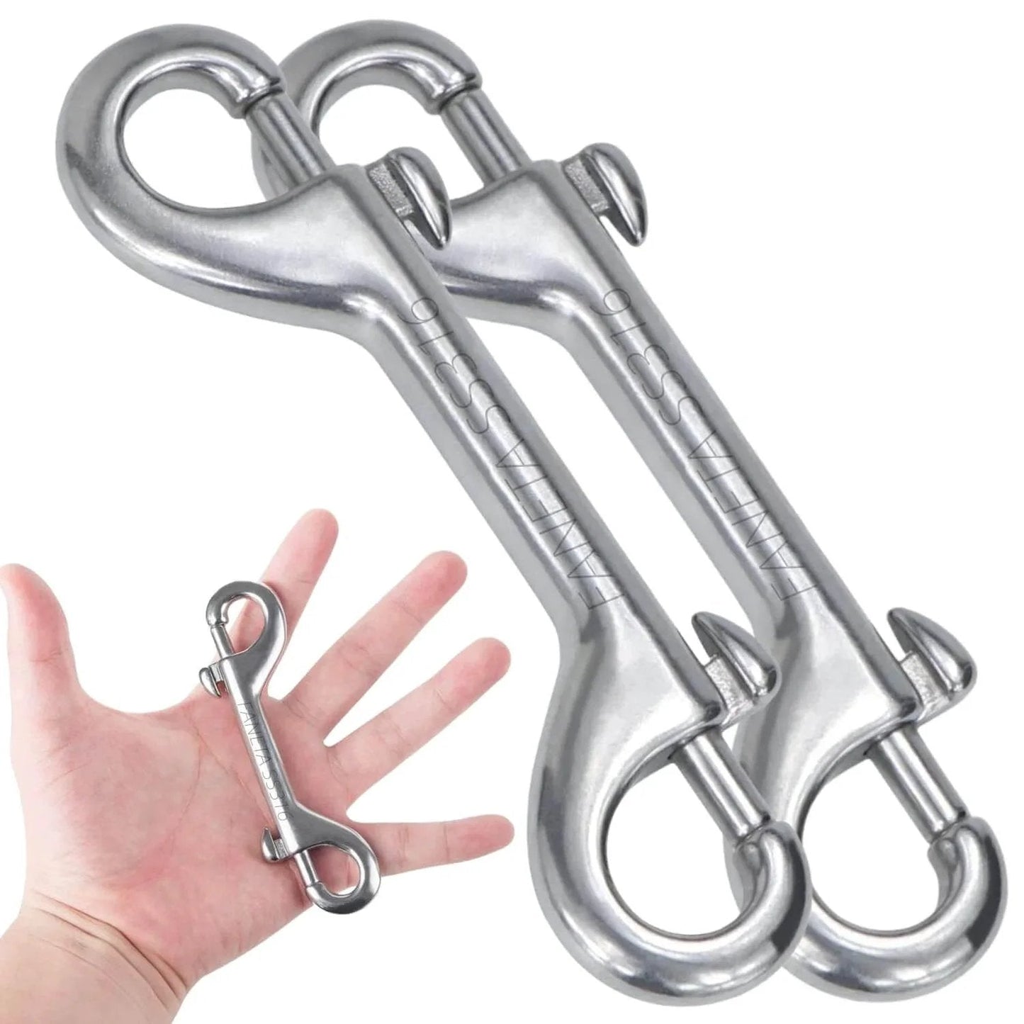 316 Stainless Steel Double Ended Bolt Snap Hook Marine Grade Diving Clips Heavy Duty Trigger Chain Clip Key Holder For Pet Feed Bucket Hammock Horse Tack 90mm Silver 2 Pack