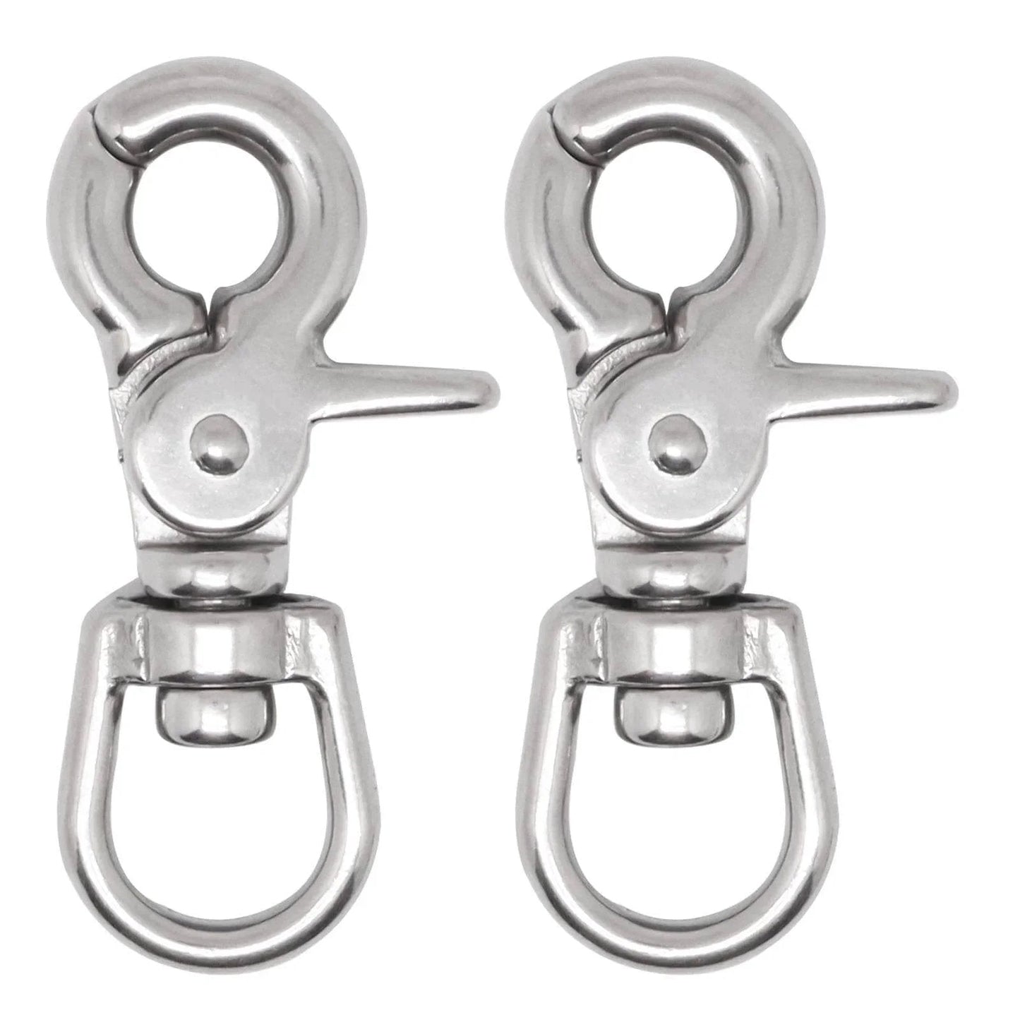 Two Pack Heavy Duty 316 Stainless Steel Trigger Snap Swivel Hooks Two And A Half Inch Polished Clip For Marine Flag And Dog Leash Use