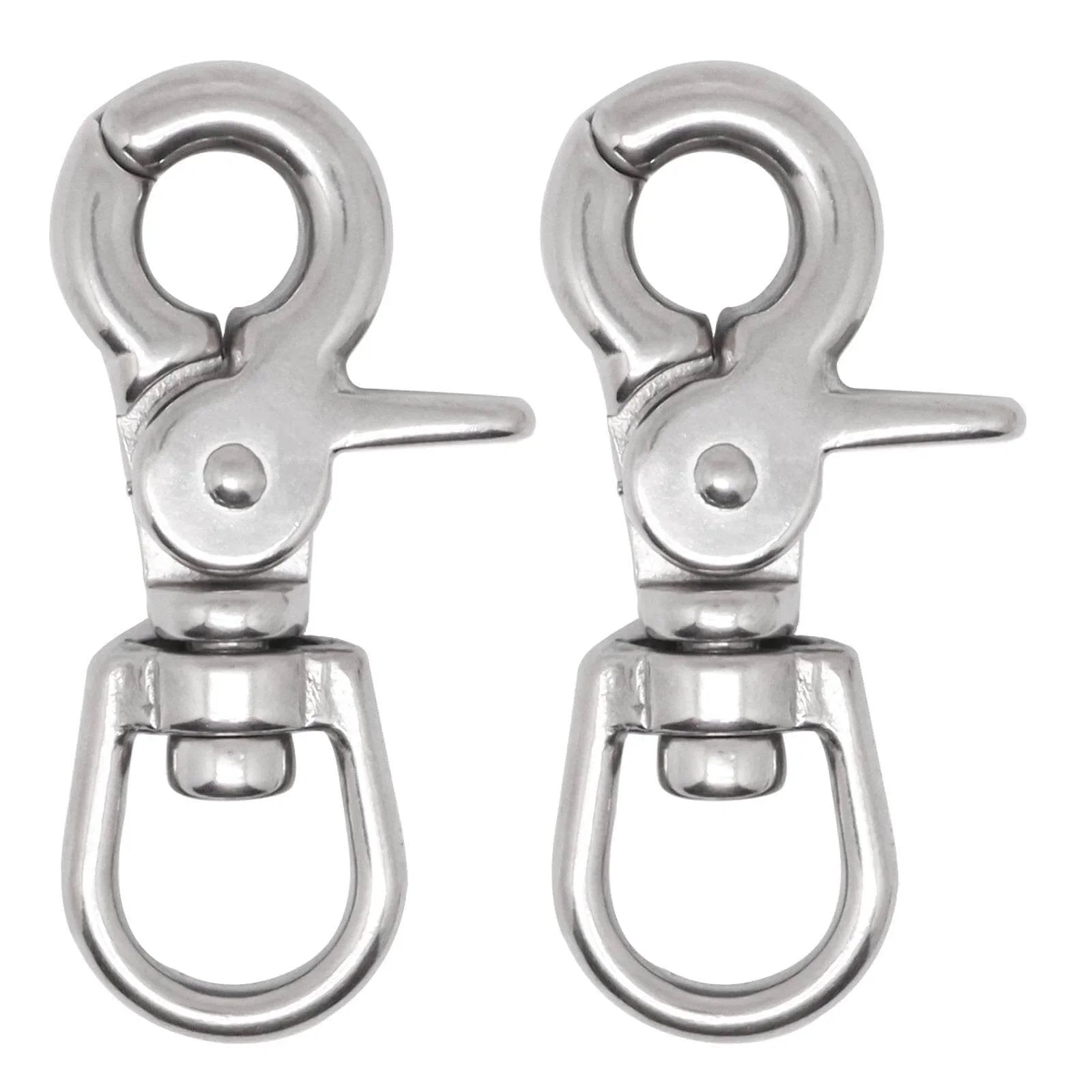 Two Pack Heavy Duty 316 Stainless Steel Trigger Snap Swivel Hooks Two And A Half Inch Polished Clip For Marine Flag And Dog Leash Use
