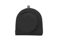 Front view of MUCTBL205CEB 25mm Stainless Steel Single-Row Ball Bearing Pillow Block with black polypropylene cover