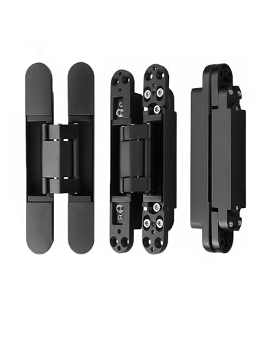 3 Pack Adjustable 180 Degree Silent Concealed Hinges In Black For Wooden Folding And Invisible Doors Hidden Cross Hinges 7 X 1.1 In 17.7 X 2.8 Cm Sleek Quiet Easy Fit Door Hardware Solution