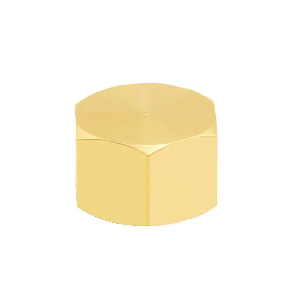 Four Pack Brass One Half Inch NPT Outer Hex Pipe End Caps With Female Threads Heavy Duty Forged Brass Plugs For Water Oil Gas Lines