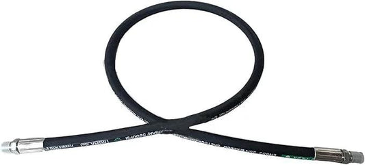Heavy Duty Three Quarter Inch Hydraulic Hose With Male NPT Ends 60 Inch Long 3118 PSI Black Oil Resistant Outer Layer Steel Reinforced Inner