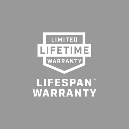 Limited lifetime warranty badge in white text on a gray background, featuring "Lifespan Warranty" text below.