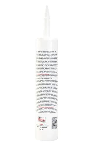 Back view of High Temperature Black Silicone Sealant For 500F RTV Gasket Maker Adhesive, USA made, 10.3 oz cartridge.