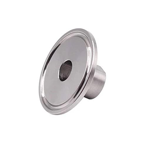 1.5 Inch Sanitary Tri Clamp To One Quarter Inch NPT Female Fitting Stainless Steel 304 Food Grade Connector for Beverage Dairy Applications with NPT Port, side view.
