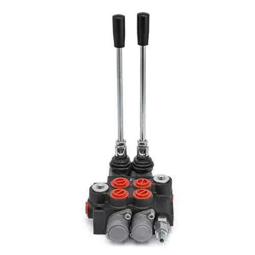 Two Spool Hydraulic Directional Control Valve For Double Acting Cylinders Heavy Duty Construction with levers, front view