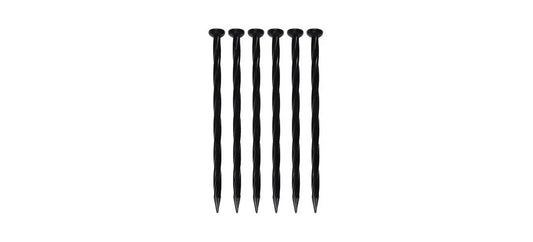 No Dig 8 Inch Nylon Spiral Landscape Edging Anchoring Spikes Pack Of 6 Black For Securing Edging And Landscape Fabric In Your Yard No Tools Needed Super Sturdy Weather Resistant Design By EasyFlex front view