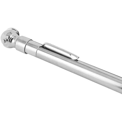 Close-up of Pencil Tire Pressure Gauge For Cars With Built In Deflator Valve Brass Construction That Reads In PSI And KPa