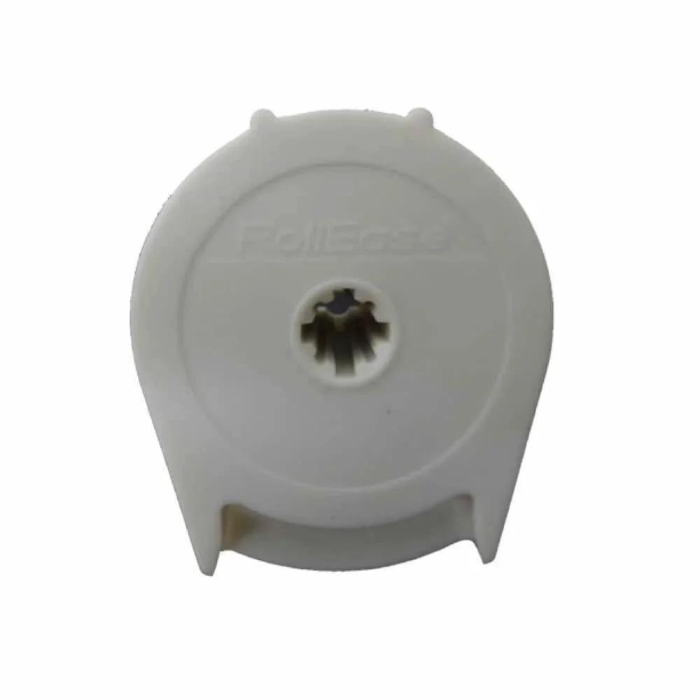Front view of R8 Roller Shade Clutch for 1" Tube - Natural, detailing the round design and shade attachment point.