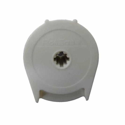 Front view of R8 Roller Shade Clutch for 1" Tube - Natural, detailing the round design and shade attachment point.