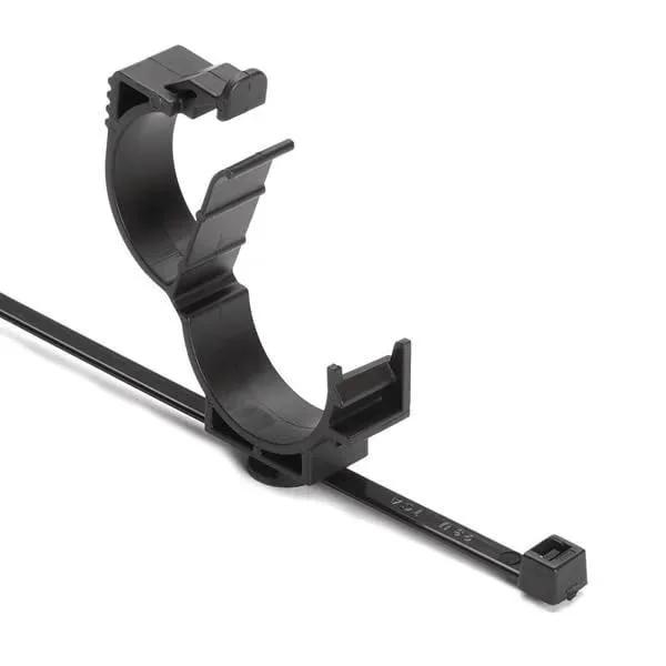 HellermannTyton 156-01564 LOC Locking Clamp 20-25 Millimeters Unassembled To T50R Tie Black PA66, front view.