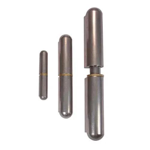 Heavy Duty Weld On Bullet Hinge for weldable steel stainless steel aluminum and brass with optional grease zerk multiple sizes displayed