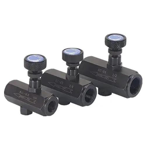Hydraulic Flow Control Valve One Half Inch NPT Throttle Check Valve Carbon Steel 3000 PSI for water oil gas with needle valve trio