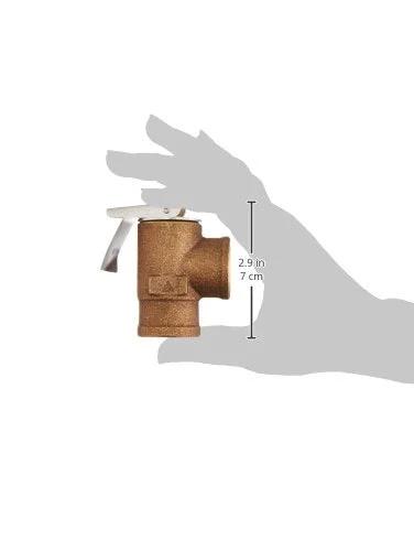 Bronze Boiler Pressure Relief Valve 3/4 Inch Female Inlet 30 PSI with hand scale, for safety and overheat protection.
