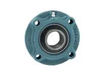 Front view of Single piloted flange cartridge UCFCS210-32, 2-wide cast iron insert with set-screw locking, sealed ball bearing unit.