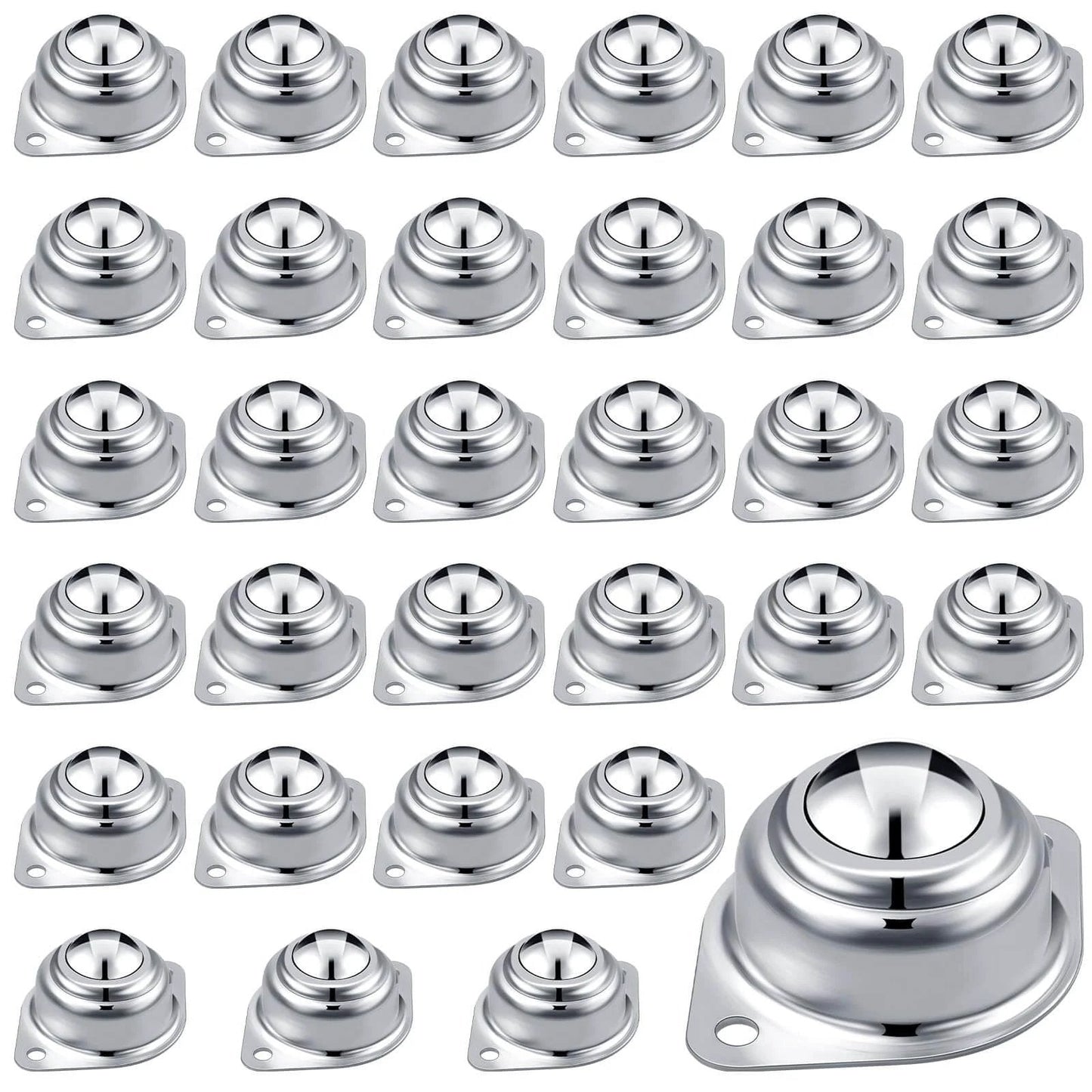 32 Pcs Surface Roller Ball Transfer Bearings 1 Inch Carbon Steel Units for Conveyors Roller Stands Furniture Workbenches and Transmission Systems with Smooth 360 Degree Rotation