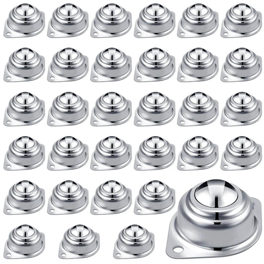 32 Pcs Surface Roller Ball Transfer Bearings 1 Inch Carbon Steel Units for Conveyors Roller Stands Furniture Workbenches and Transmission Systems with Smooth 360 Degree Rotation