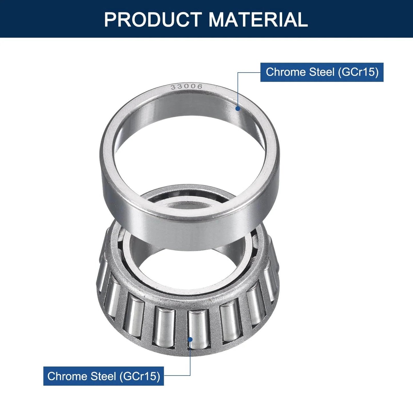2 Pack 33006 Tapered Roller Bearing Cone and Cup Set, 30mm Bore 55mm OD 20mm Cup Width, Chrome Steel Taper Bearings Set, ABEC-3