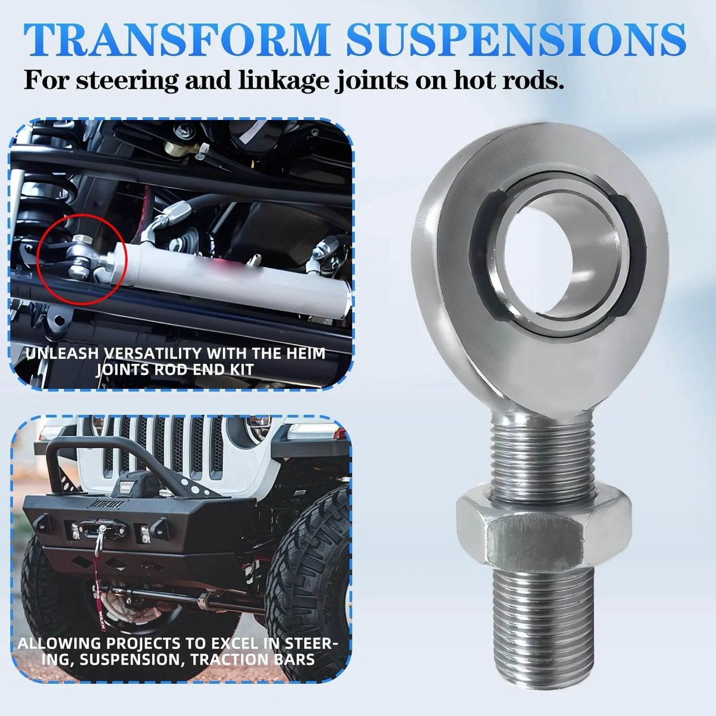 3/4 inch Heim joint rod end bearing kit with jam nuts, right and left hand 3/4-16 thread chromoly panhard rod ends