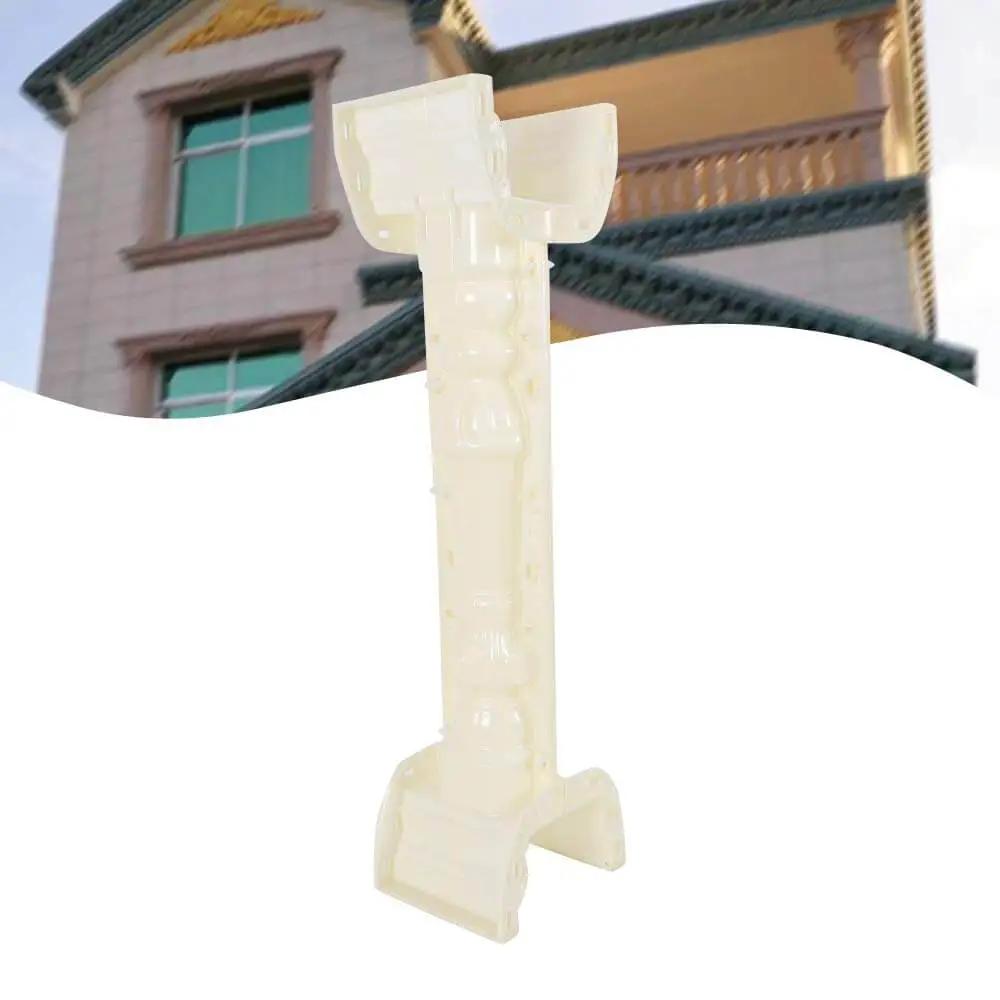 Two 35 Inch Balustrade Molds For DIY Concrete Casting, Roman Column Style Balcony Fence Molds, white, with building backdrop