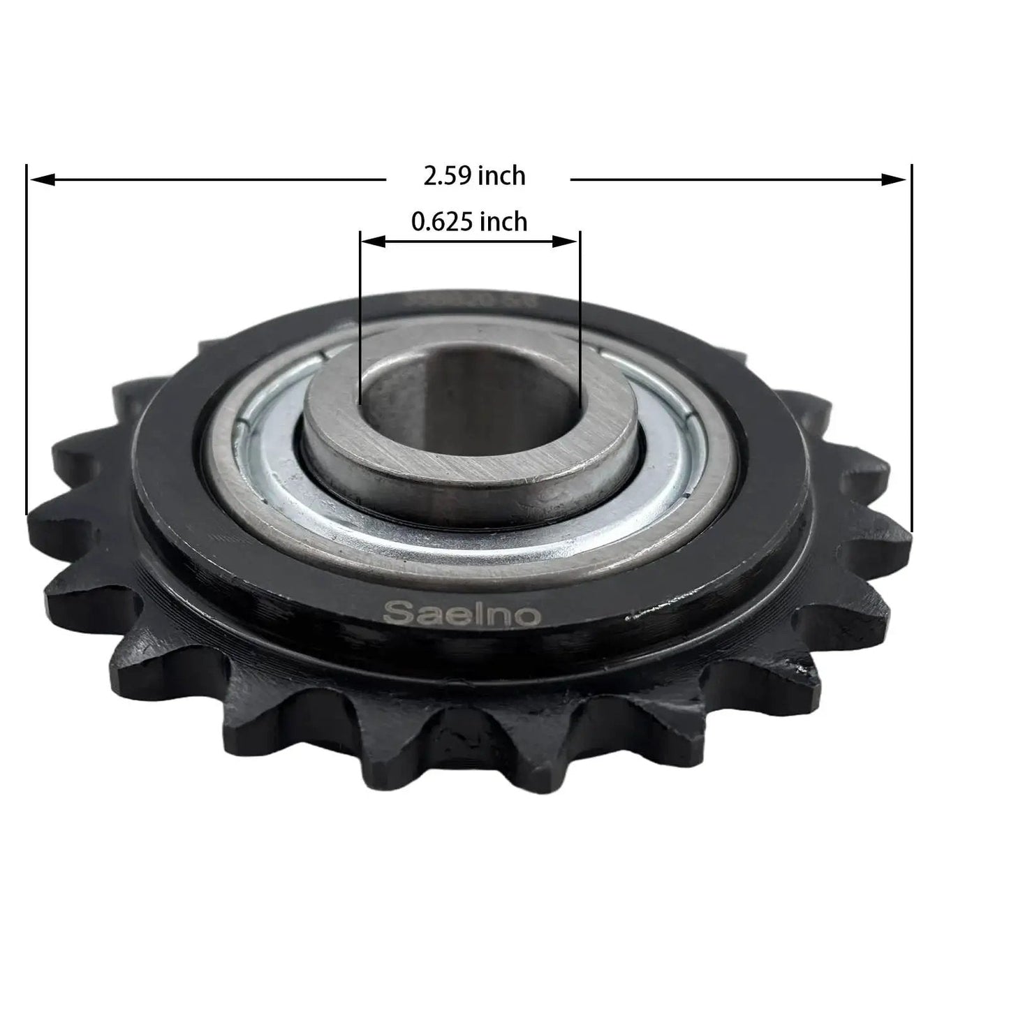No 35 Roller Chain Idler Sprocket Type C With Five Eighths Bore And Twenty Teeth Includes Bearing 203KRR2 Hardened 1045 Steel