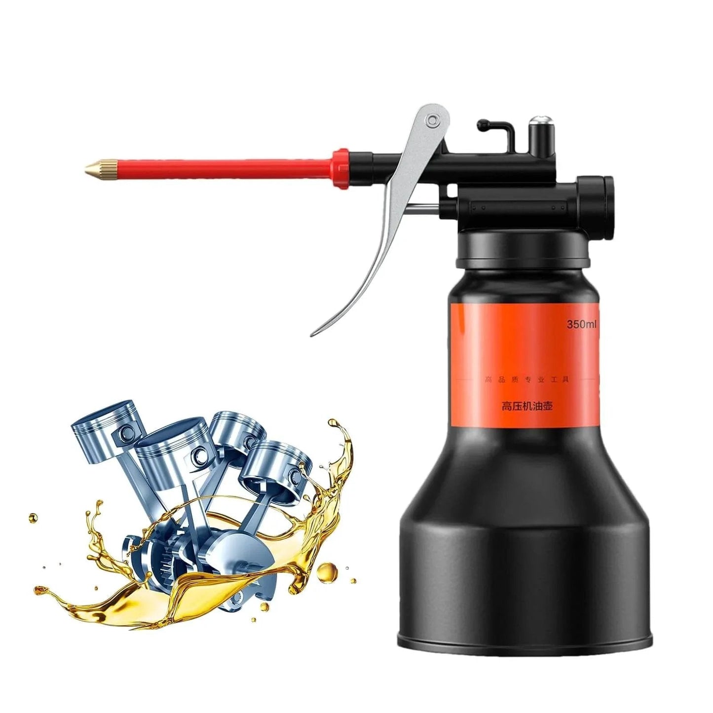 350ml Hand Pump Oiler Can With Straight Spout High Pressure Lubrication Dispenser For Small Engines Industrial Equipment