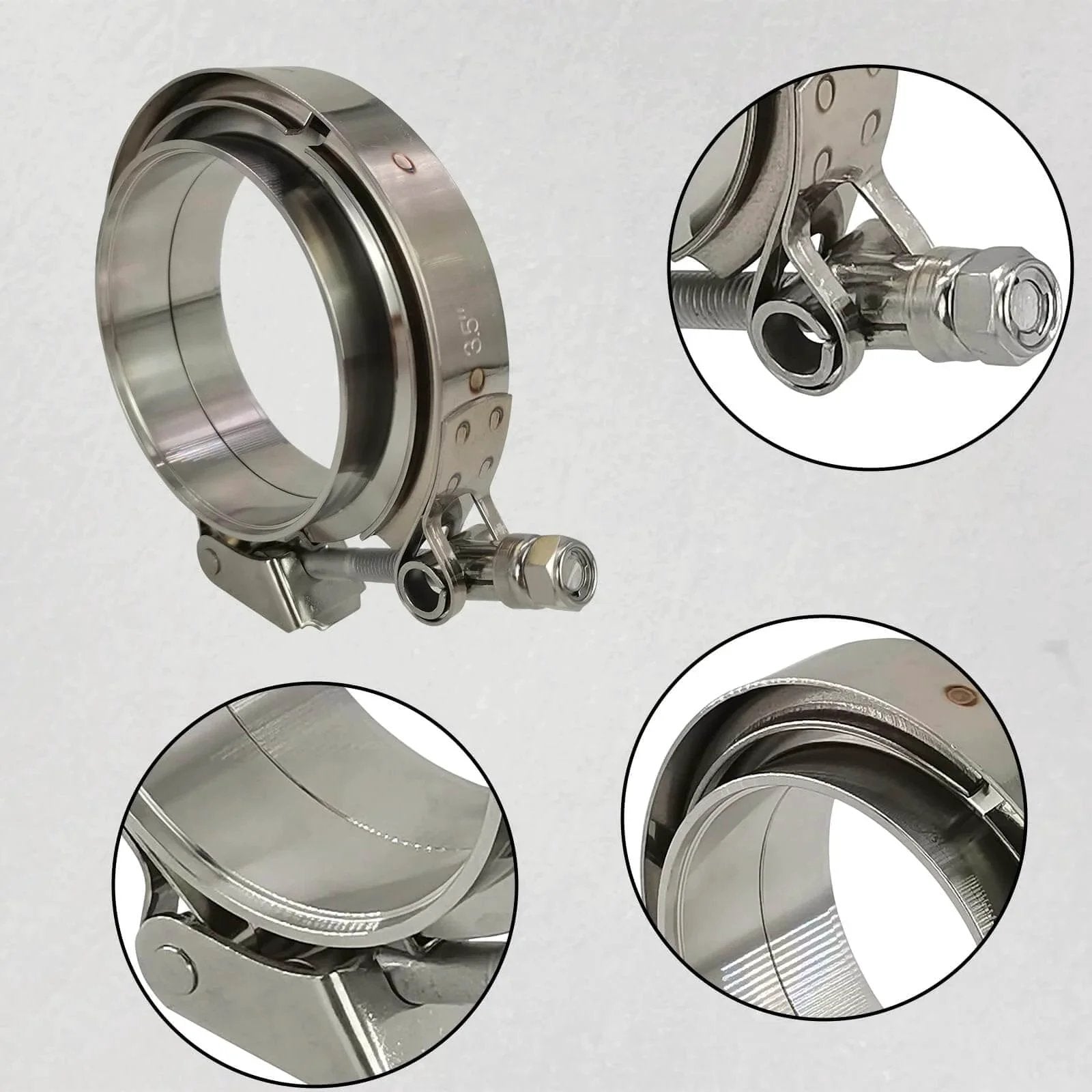 2 Pack 3.5 Inch Quick Release V Band Clamp With 304 Stainless Steel Male And Female Flanges for exhaust downpipes