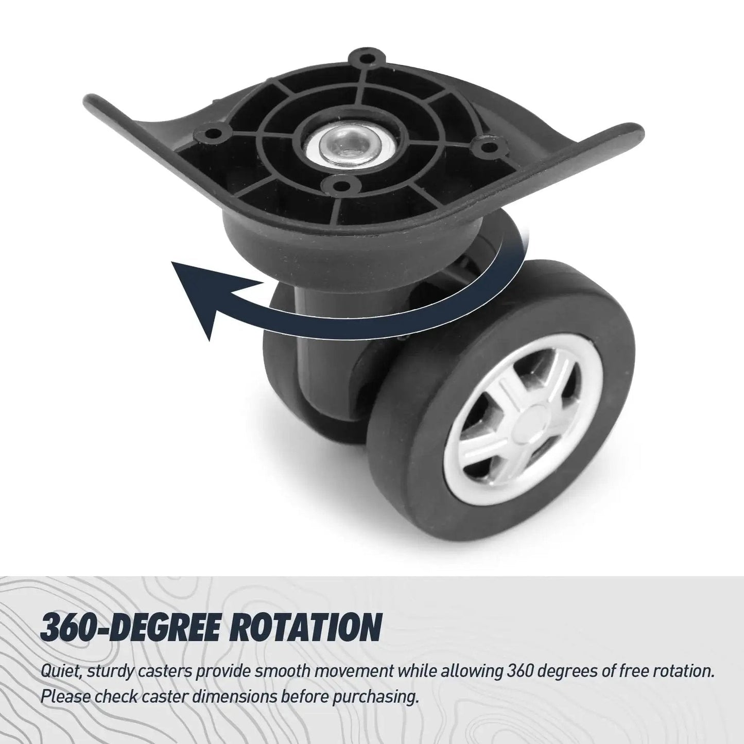 Replacement Luggage Swivel Caster Wheels Pair With 360 Degree Rubber Trolley Wheel Kit For Suitcases Repair And Travel Durable And Load Bearing With Premium PVC Rubber Metal Construction For Heavy Luggage And Smooth Quiet Rolling DL130