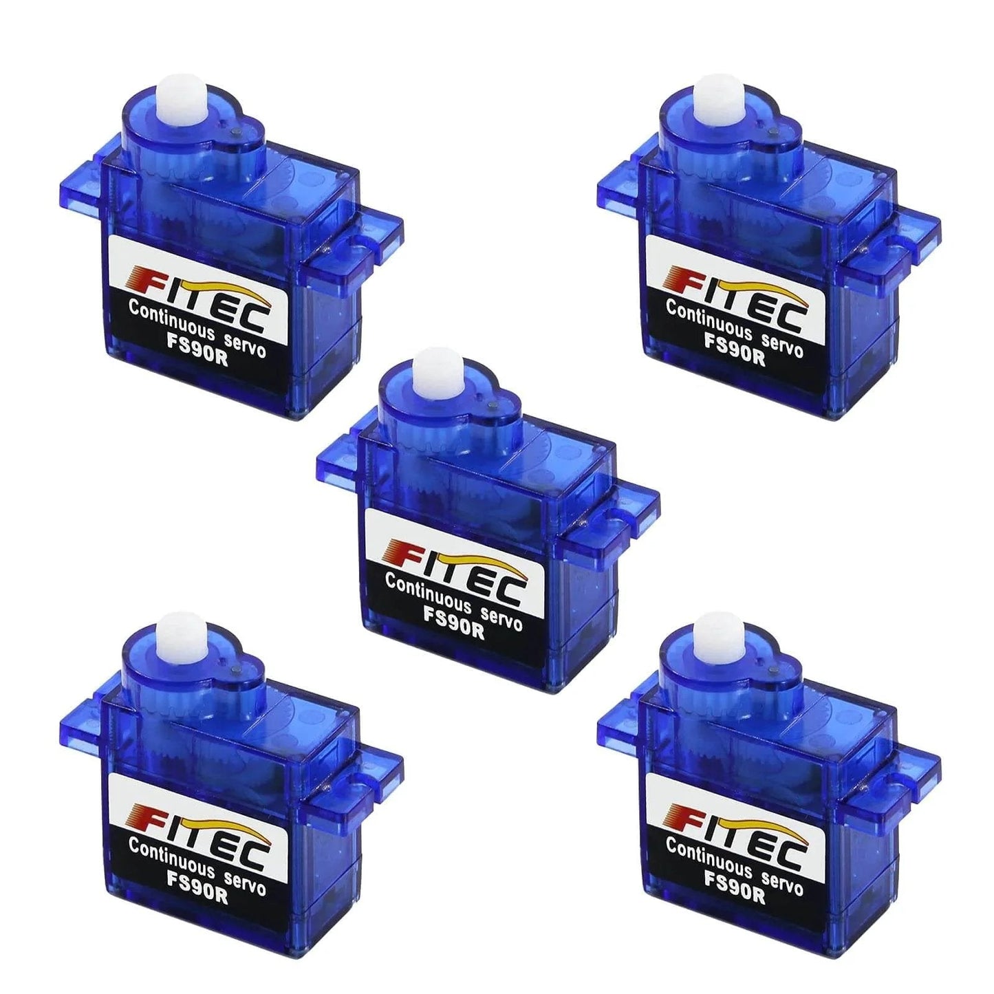 Five-pack of FS90R 360 Degree Continuous Rotation Micro Servo Motor 9g Servo for RC Helicopter Airplane Car Boat Robot Controls