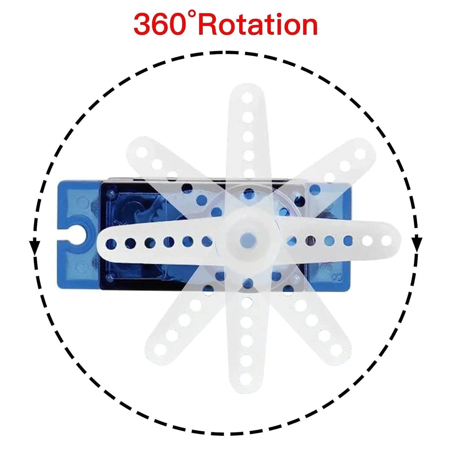 360 Degree Continuous Rotation Micro Servo Motor 9g Servo for RC Helicopter Airplane Car Boat Robot Controls shown with rotation