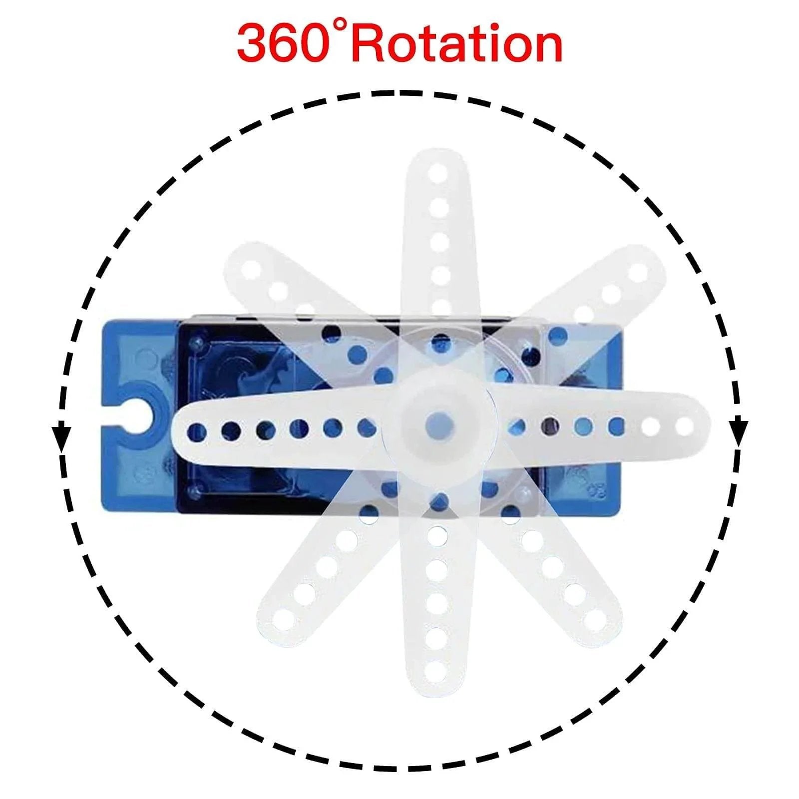 360 Degree Continuous Rotation Micro Servo Motor 9g Servo for RC Helicopter Airplane Car Boat Robot Controls shown with rotation