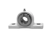 Front view of Accu Loc White Pillow B Cover For One And Three Sixteenths Inch Single Row Ball Bearing Housing with Concentric Collar and Relubrication in durable polymer.
